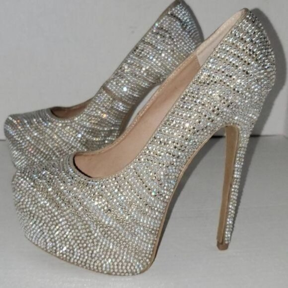 Steve Madden Platform Heels Shoes Rhinestones Stilettos Women's Woman's Size 8 - Picture 5 of 13